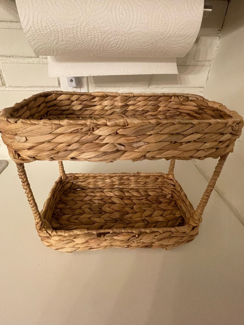Woven Two-Tier Bathroom Storage Basket - Natural